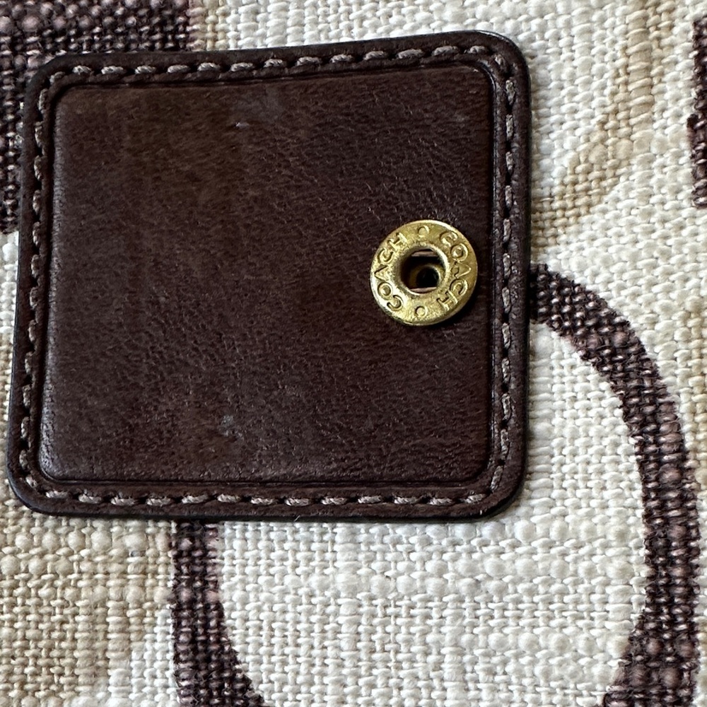 Coach Canvas Wallet in Cream and Brown with Buckle Accent - Picture 7 of 9